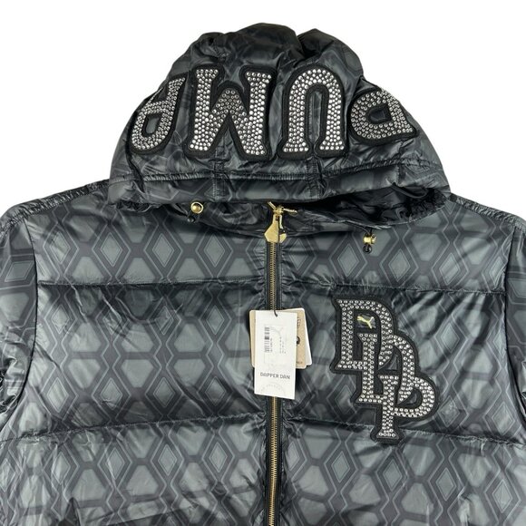 NWT Puma x Dapper Dan Men Black Grey Reversible Duck Down Puffer Jacket Size XL - Picture 6 of 16